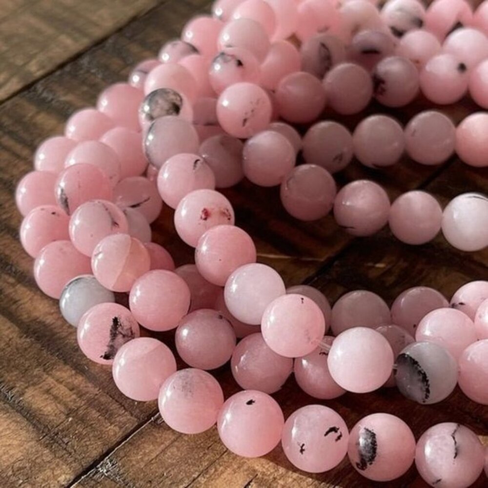 8mm Pink Cherry Blossom Jasper Bead Strand